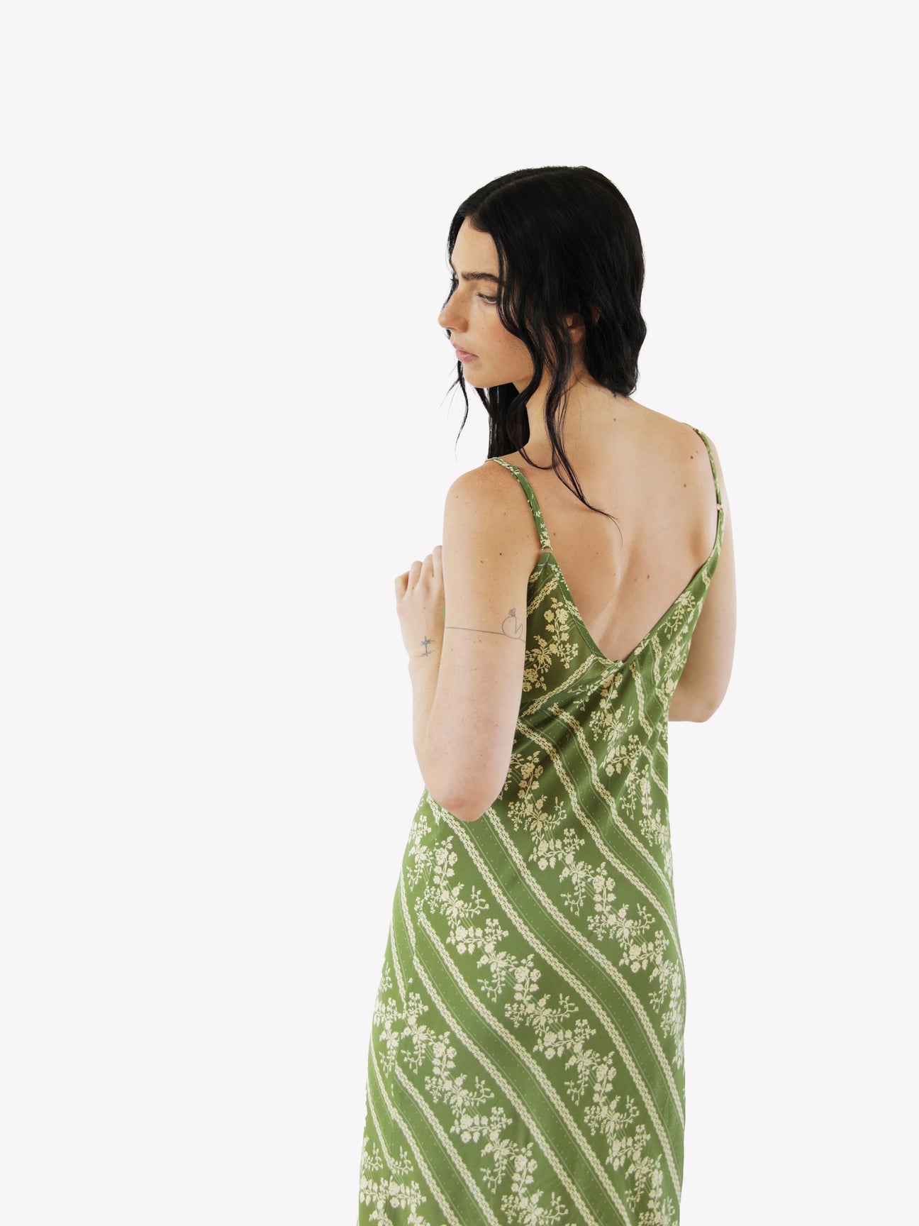 Arielle Slip Dress — Olive, view 4