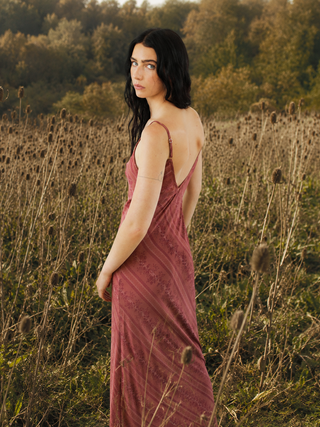 Arielle Slip Dress — Terracotta, view 1