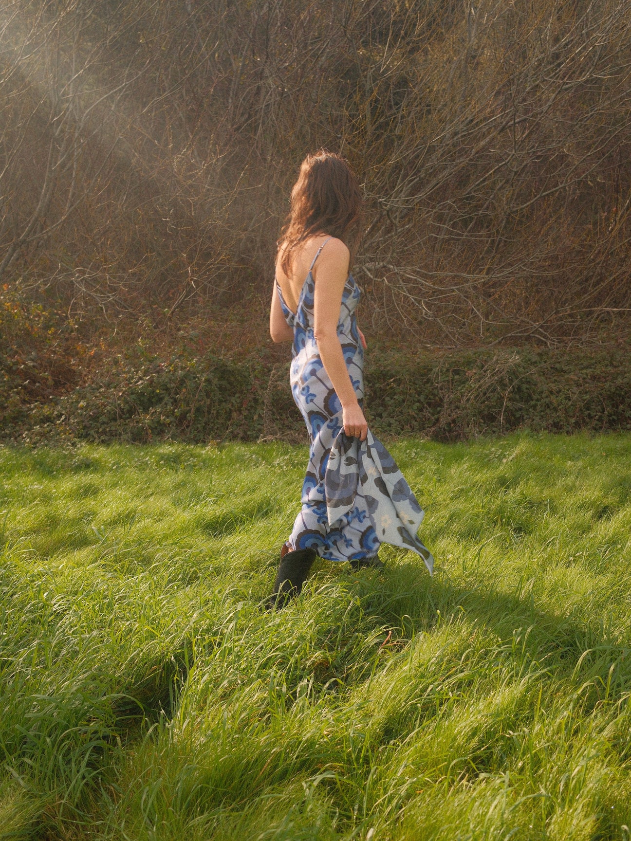 Jessie Slip Dress — Twilight Plumes, view 4