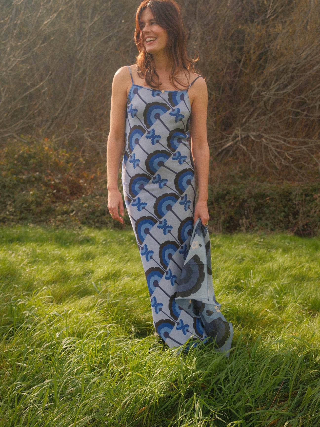 Jessie Slip Dress — Twilight Plumes, view 1