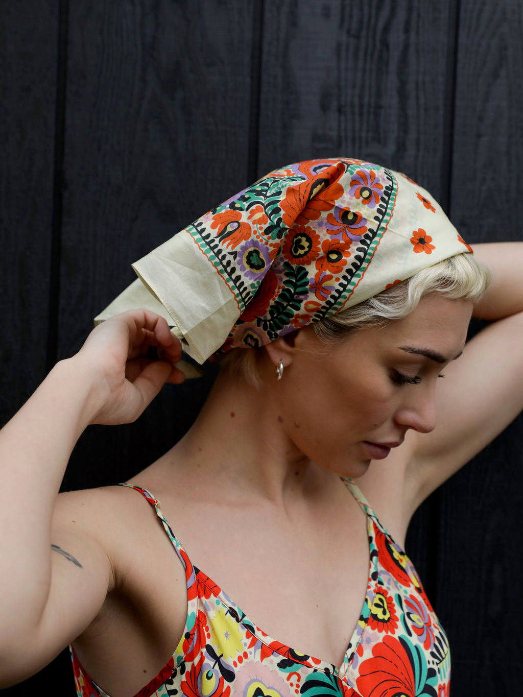 Goldie Cotton Bandana – Matyó Floral — Matyó Floral, view 1