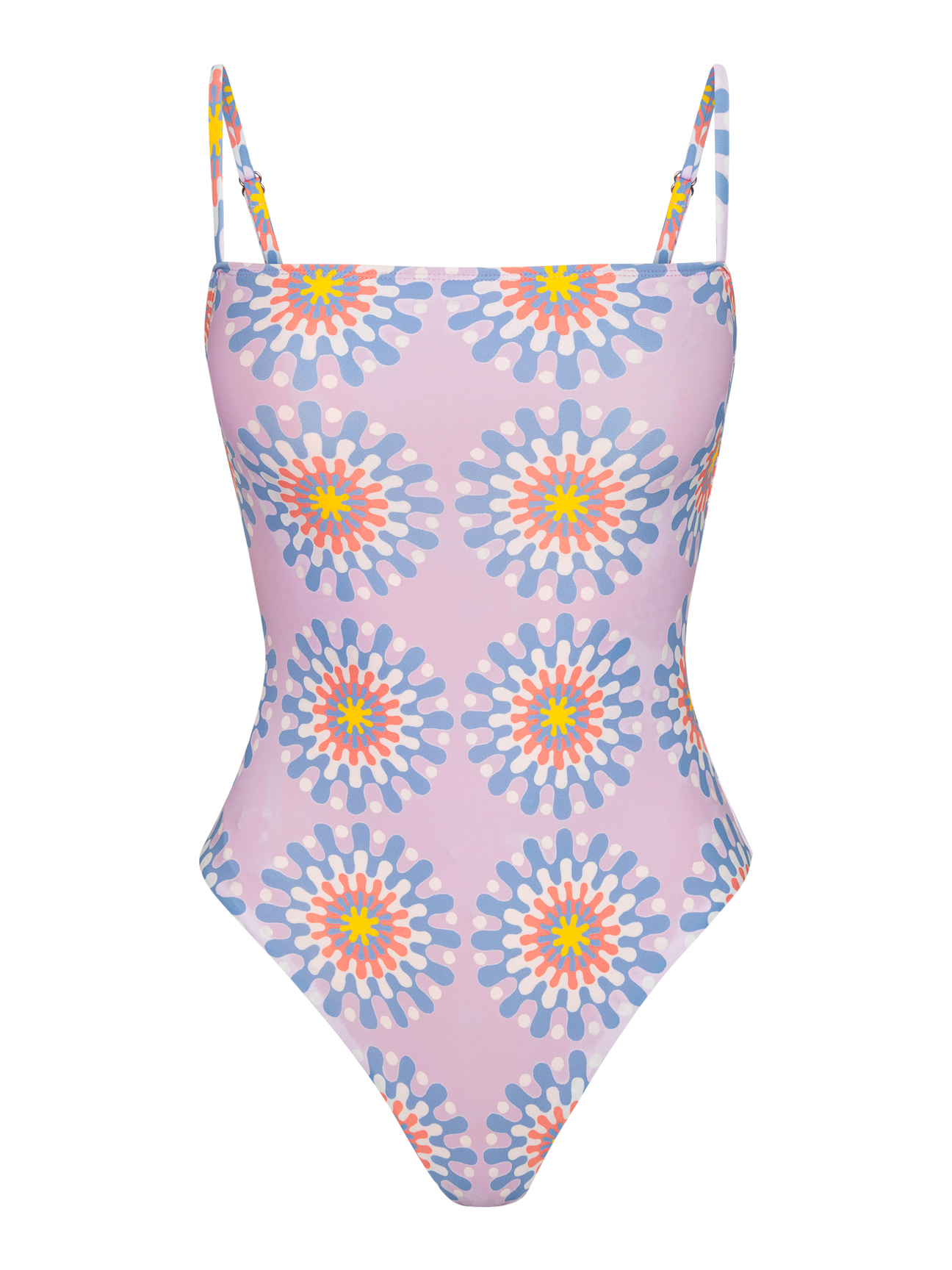 Flat product shot of the one-piece swimsuit in Pastel Asterisk