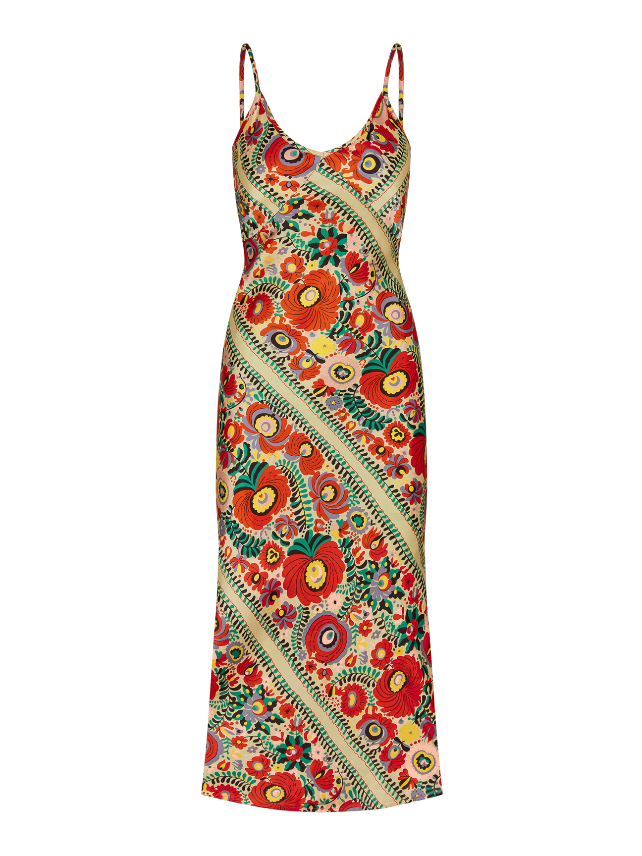 Kati Bias-Cut Slip Dress – Matyó Floral — Matyó Floral, view 3