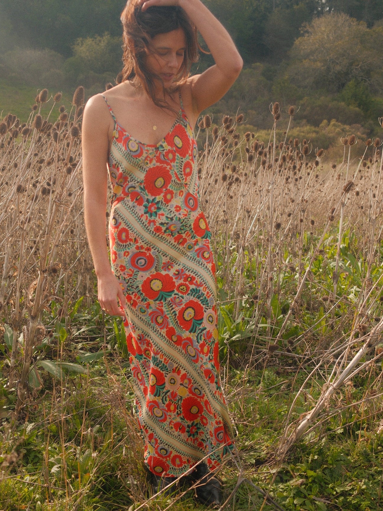 Kati Bias-Cut Slip Dress – Matyó Floral — Matyó Floral, view 1