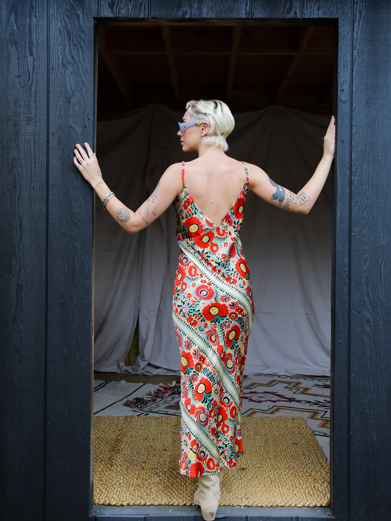 Kati Bias-Cut Slip Dress – Matyó Floral — Matyó Floral, view 2